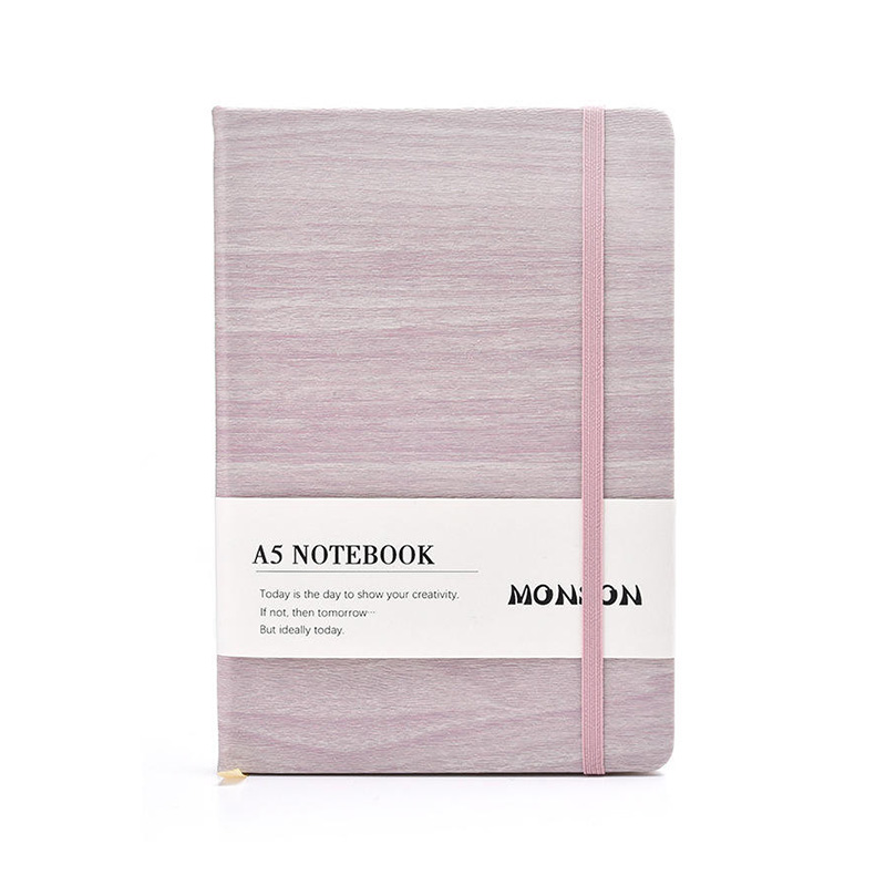 Cuaderno de escritura de tapa dura de madera natural con rayas