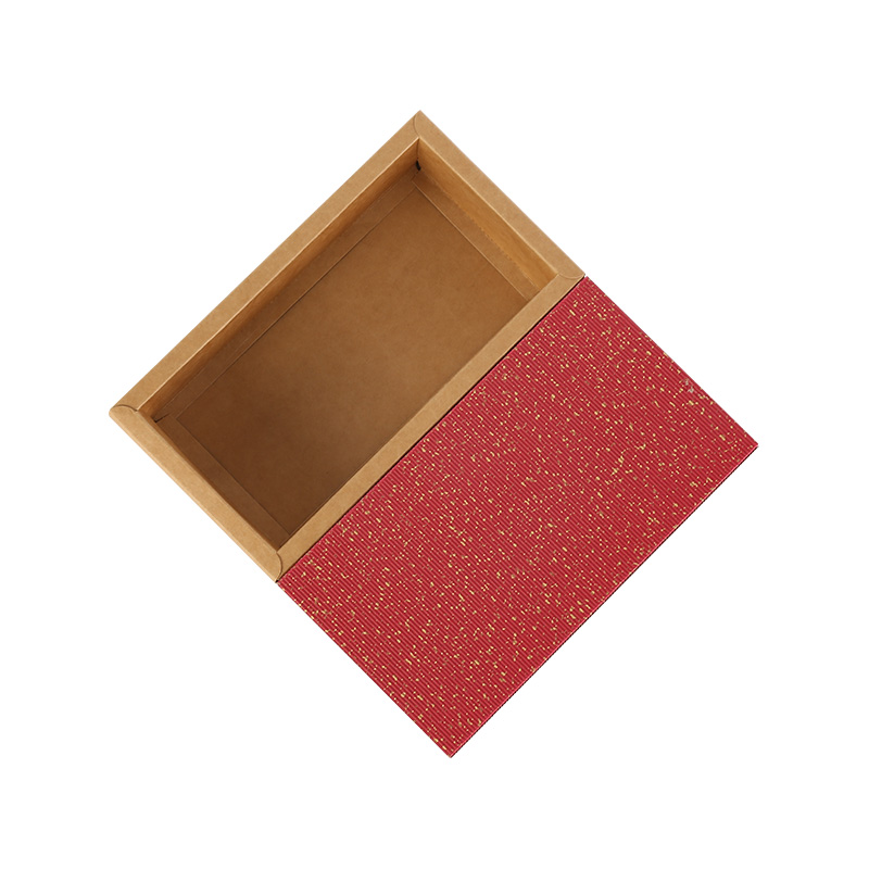 Caja de papel con funda corrugada roja estilo cajón para regalo