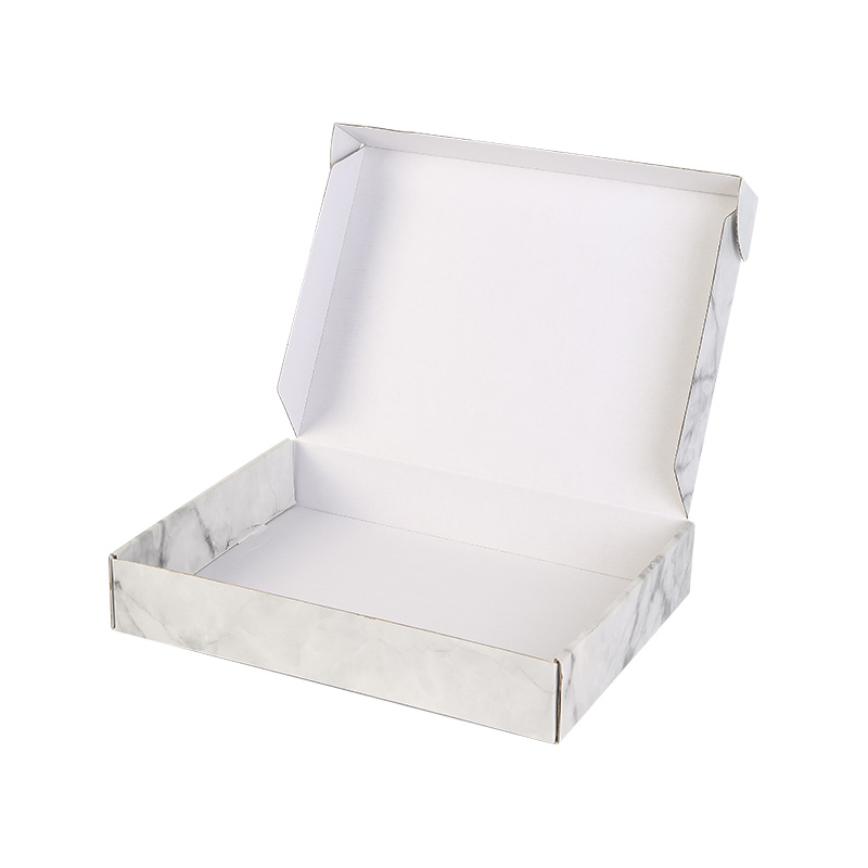 Caja de regalo de cartón corrugado con patrón de mármol blanco